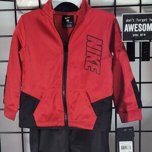 Nike Kids' Two-Piece Red and Black Track Suit - Size 24 Months